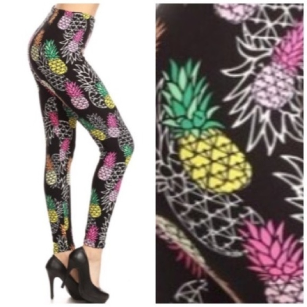Black Multicolor Pineapple Leggins